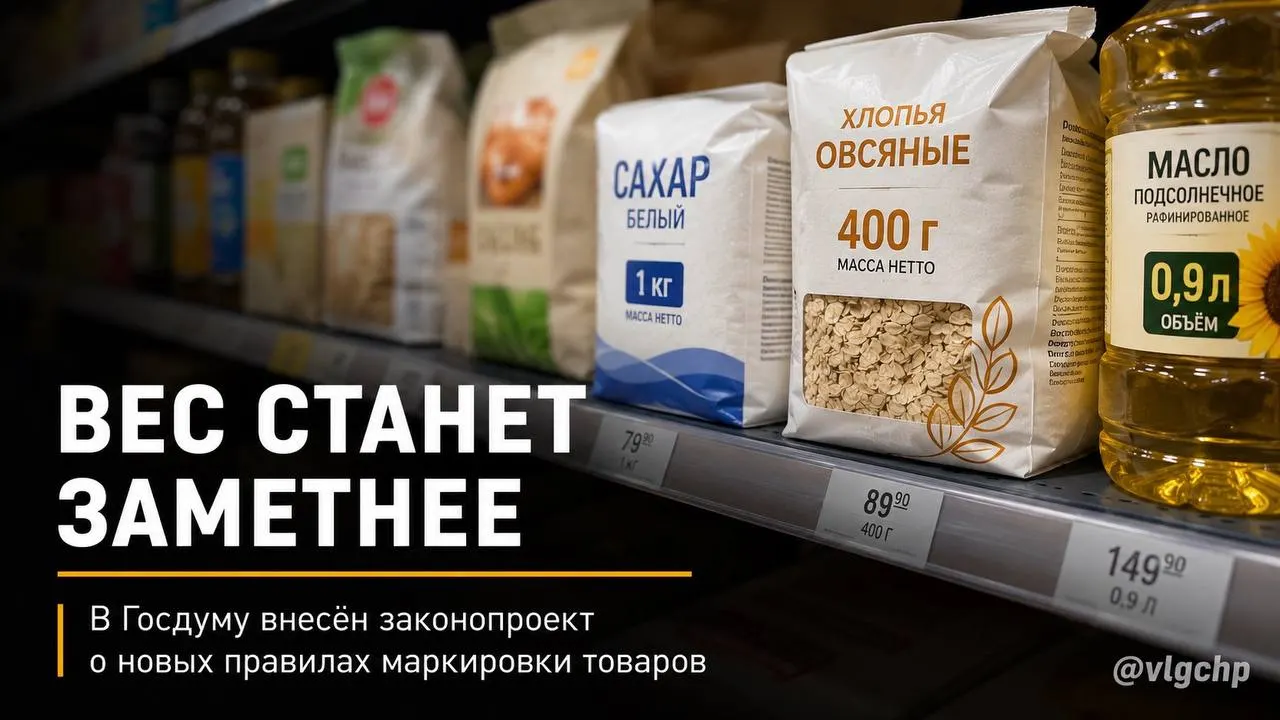 Законопроект требует размещать информацию о весе и объёме на лицевой стороне упаковки крупным шрифтом. Если количество продукта уменьшится, упаковку тоже придётся снизить в размере; также предлагают установить минимальный размер маркировки на ценниках. Инициатива находится на стадии рассмотрения.