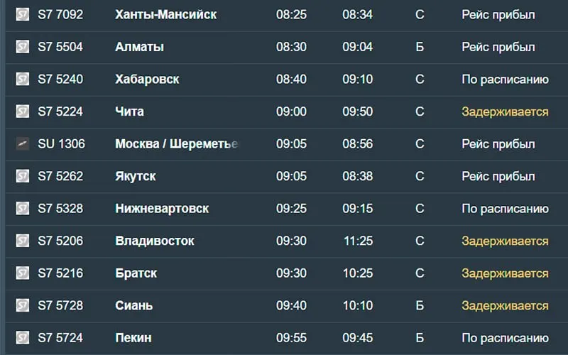 Утром 18 августа 14 прилётов в Новосибирск задержались; задержки затронули рейсы из нескольких городов, до 11,5 часов.